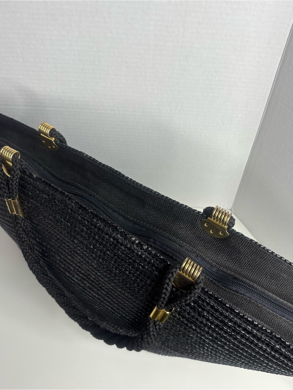 Black Woven Tote Bag - Classic Handheld Style - Picture 4 of 14
